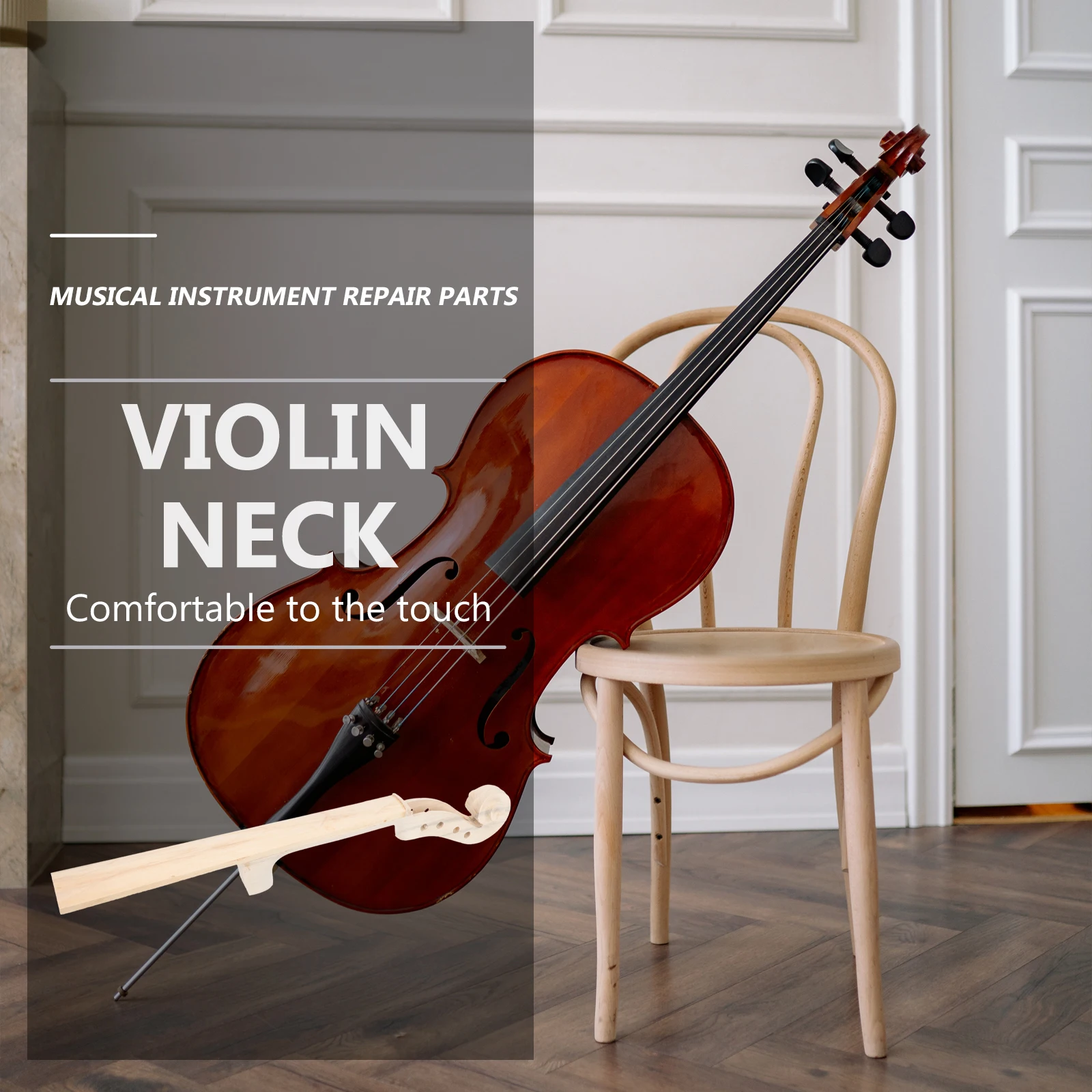 

Violin Neck Head Fingerboard Wooden Replacement Smooth Durable 44 Size Instrument Parts Supplies for Violin Home Supplies