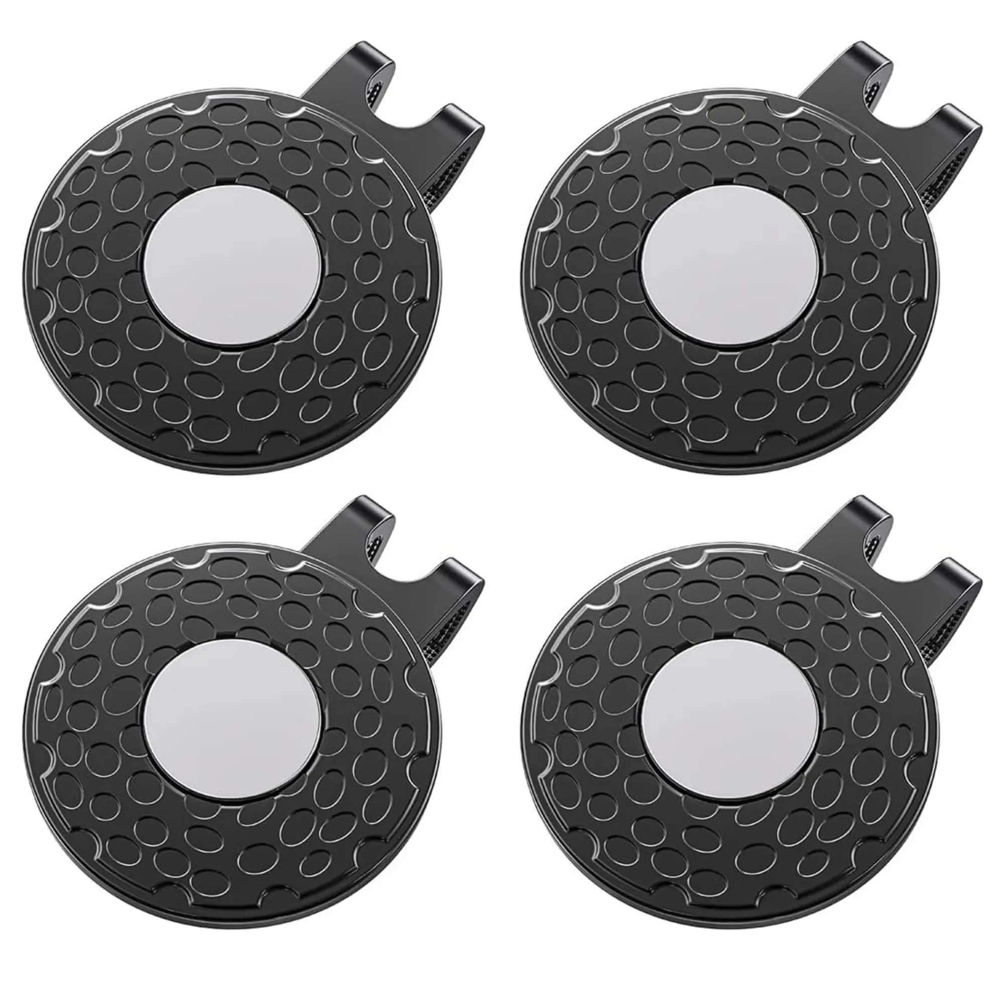 4-pack Golf Cap Clips - Zinc Alloy With Strong Magnet, Magnetic Hat Clips For Metal Ball Markers, Great Gift for Golf Lovers