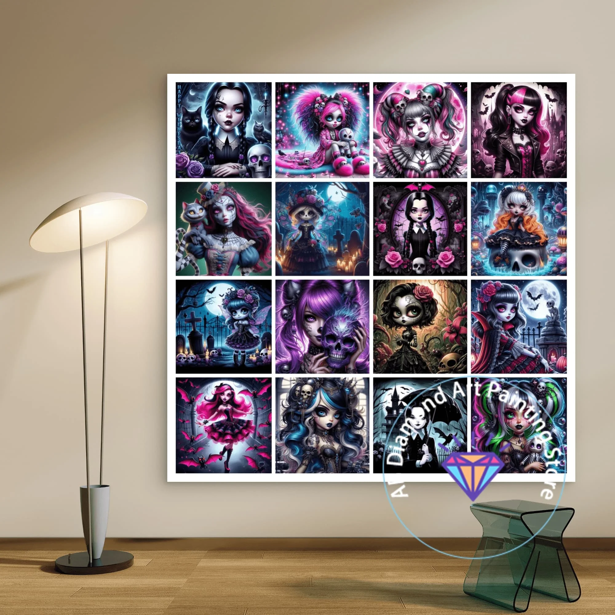 

Gothic Girl With Skull Dark Wind AB Diamond Painting Kit DIY Diamond Embroidery Cross Stitch Handmade Art Gift Crafts Home Decor