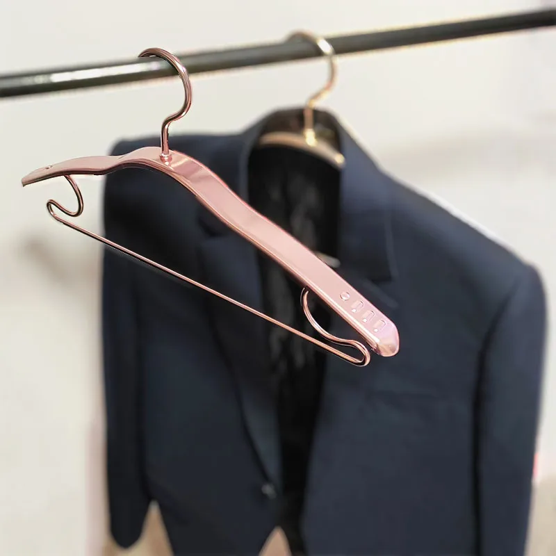 4pcs Men Suits Women Coat Hanger Gold Pink Anodized Aluminum Alloy Longer Wide Shoulder Heavy Duty Home Wardrobe Organizer