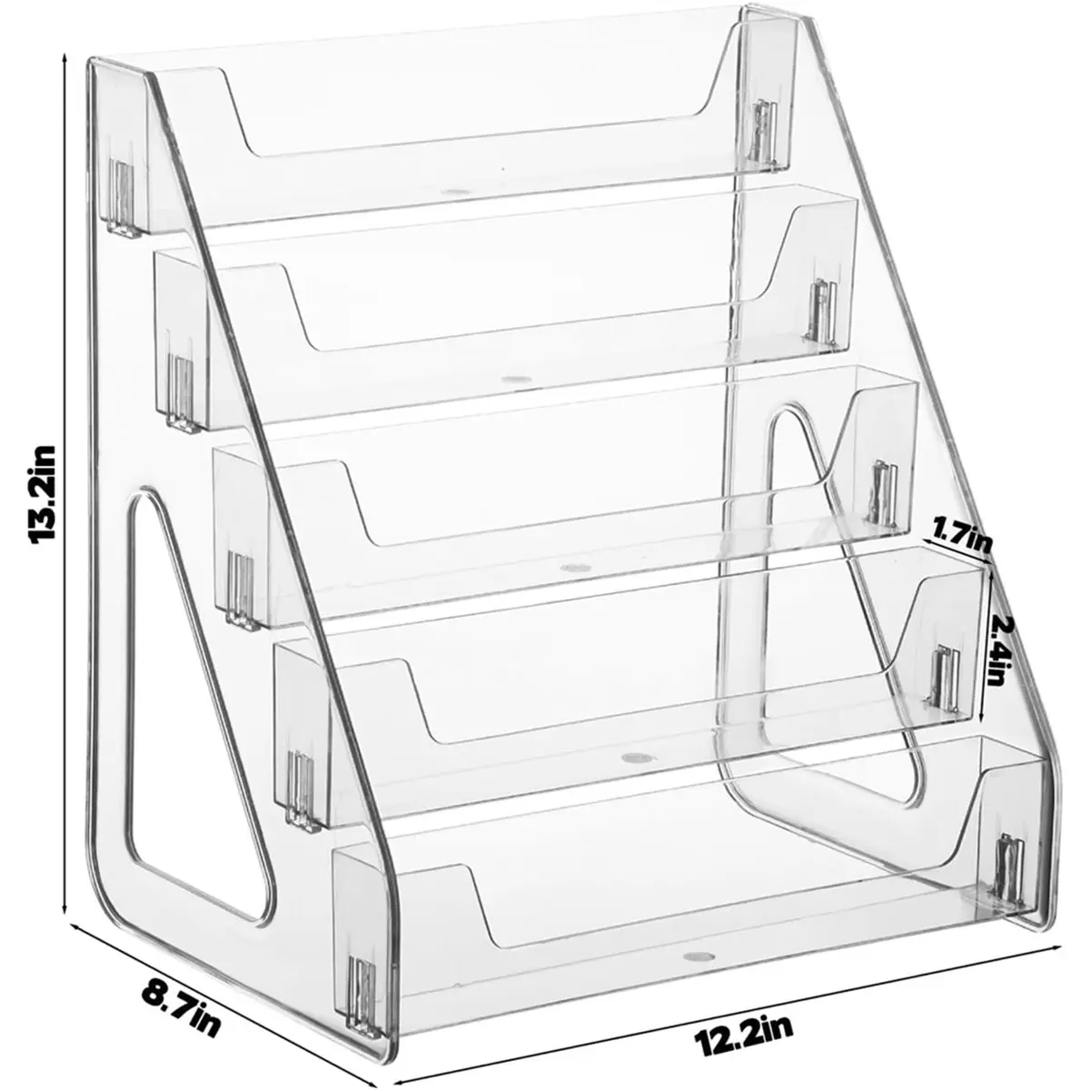New Arrival 5-Tier Table Brochure Stand, Leaflet & Brochure Holder Clear Acrylic Flyer Stand for 1/3 A4 Size Literature Holder