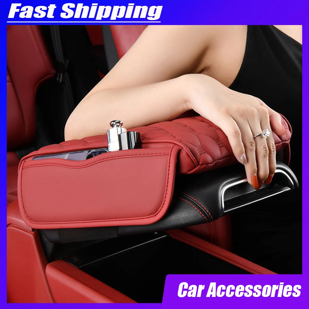 1pc Auto Storage Organizer Bag Car Center Console Protector Cover Car Armrest Box Height Increasing Pad Car Interior Accessories