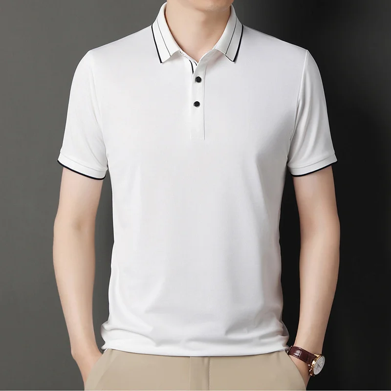 

2023 Summer Polo T-Shirts Korean Short Sleeve Tee Thin Stripes T-shirts Fashion T-shirt for Men Business Casual Clothes 반팔티 남자