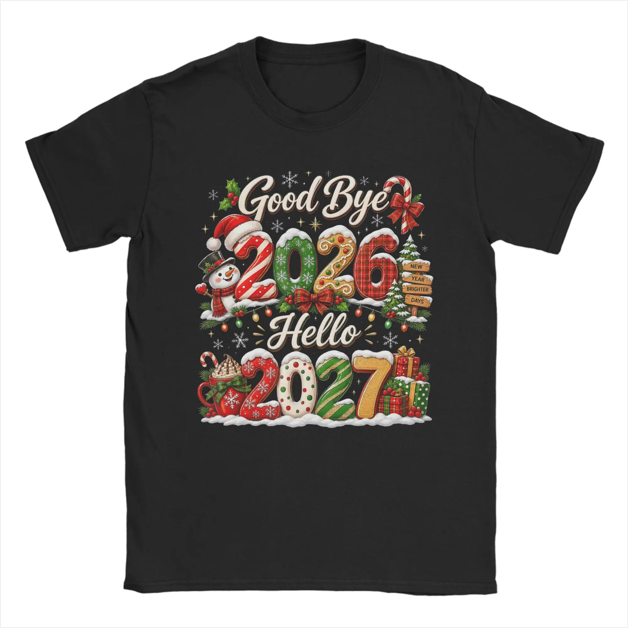 Awesome Goodbye 2026 Hello 2027 T-Shirt for Men O Neck Pure Cotton T Shirts  Short Sleeve Tee Shirt 6XL Clothing