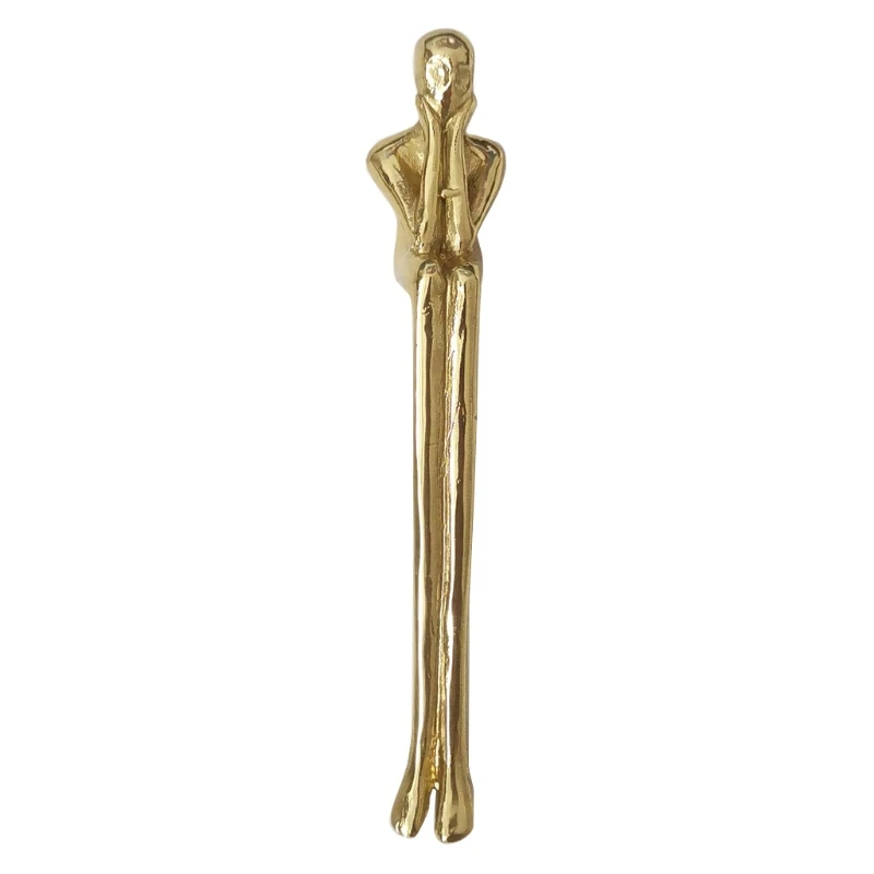 for Creative Little Golden Man Cabinet Handles Brass Satin Solid Tube Metal Drawer Pulls for Kitchen Furniture Hardware