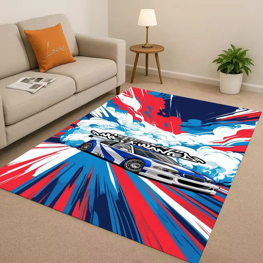 Alfombra antideslizante clásica E36 para coche de carreras, arte de dibujos animados, Moto, sala de estar, dormitorio, sala de juegos, sofá, felpudo de decoración del hogar, regalo