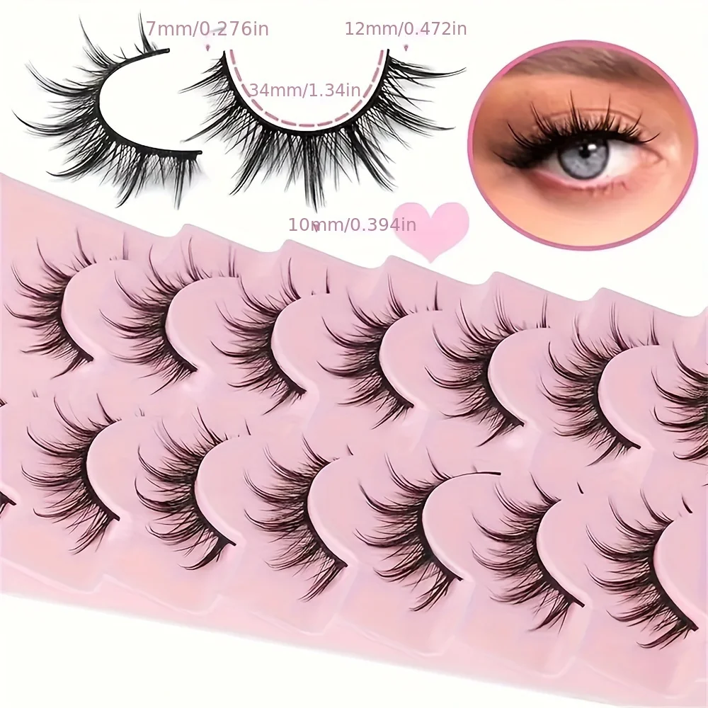 7 pairs of eyelashes 3D natural false eyelashes fluffy and soft cross comic eyelashes slim natural eyelash extension cosmetics