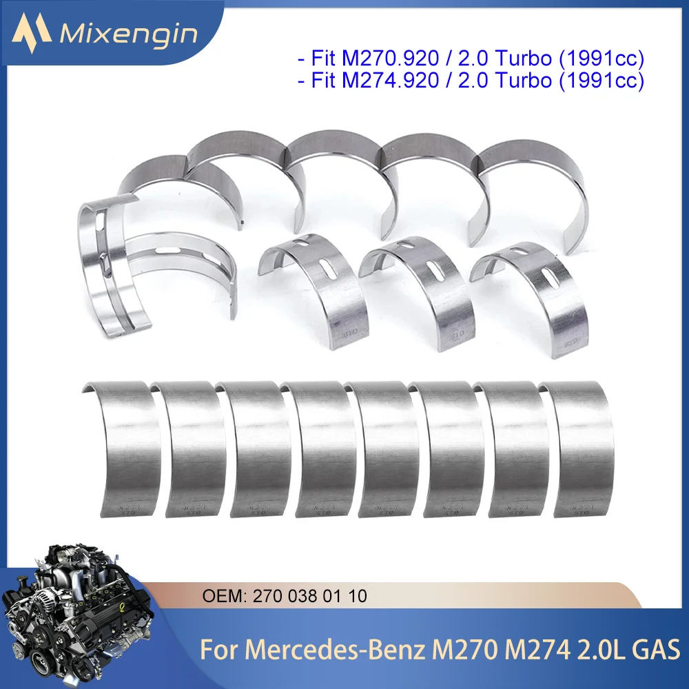 Engine Main & Con rod Bearing Set Fit M270.920 M274.920 2.0T Turbo For Mercedes-Benz W205 W212 W213 X253 Infiniti Q50 Q60 QX30