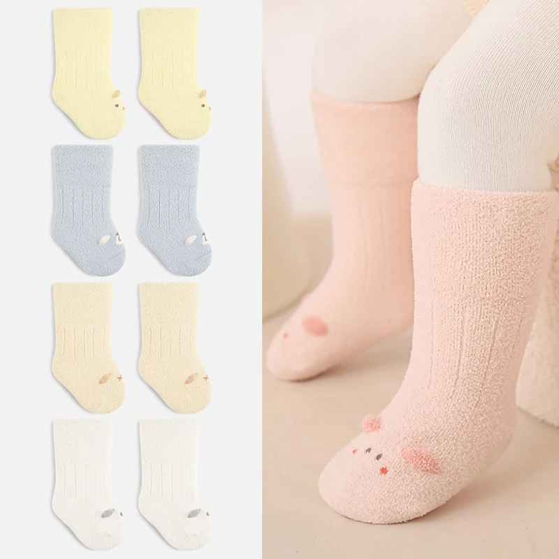 Newborn Socks Soild Color Cartoon Children'S Socks Winter Wa