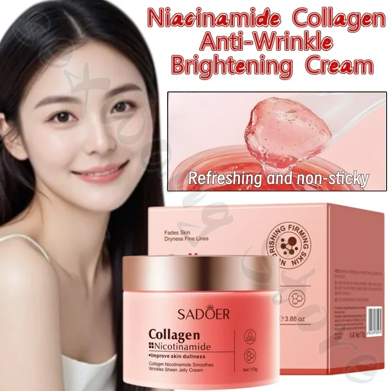 SADOER Jelly Cream Niacinamide Collagen Deeply Hydrates, Dilutes Fine Lines and Spots, Brightens Skin, Improves Roughness 110g