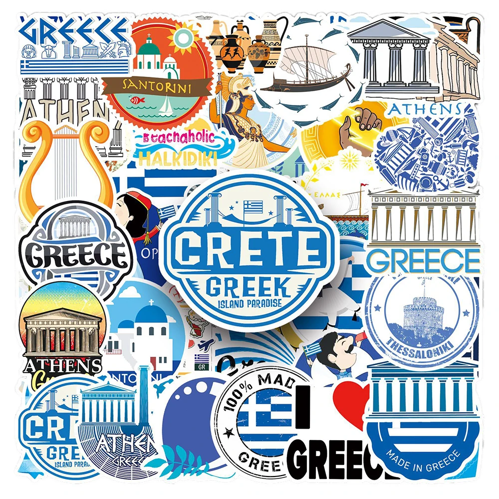 10/30/50 Stück Griechische Reise-Landschafts-Cartoon-Aufkleber Griechenland-Kultur Graffiti-Aufkleber Scrapbook Handy Koffer Sticker Dekoration