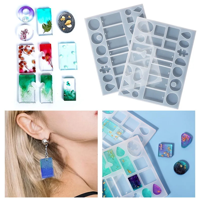 

DIY Crystal Silicone Mold Rectangle Geometry Earrings Necklace Pendant Jewelry Silicone Mold For Resin Handmade Jewelry Molds