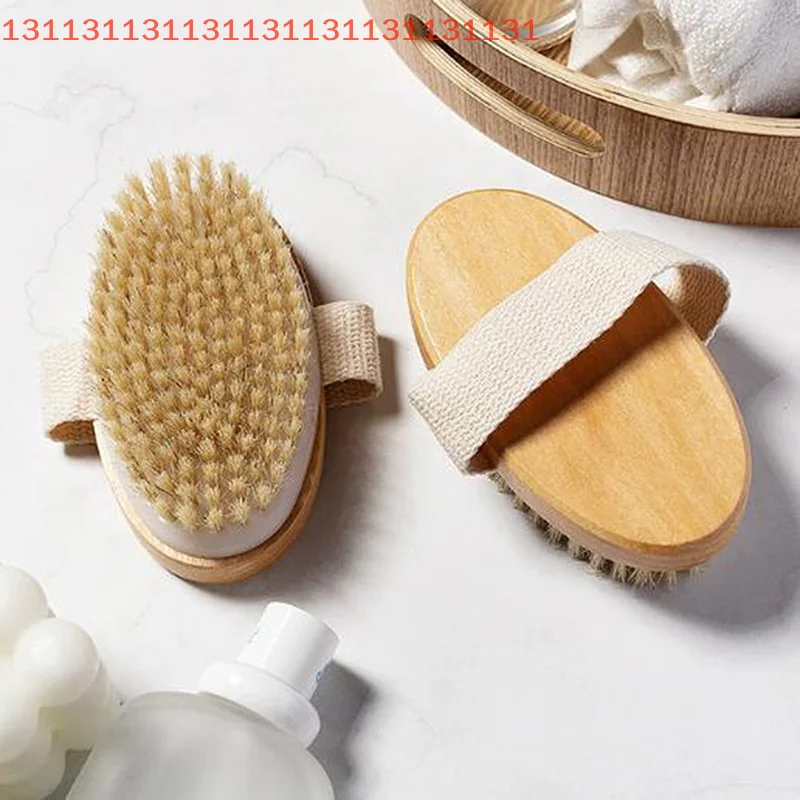 Natural Bristle Brush Soft Wet Dry Skin Body SPA Brush Bath Massager Home Dry Wet Back Shower Brushes Exfoliating Bathing Brush
