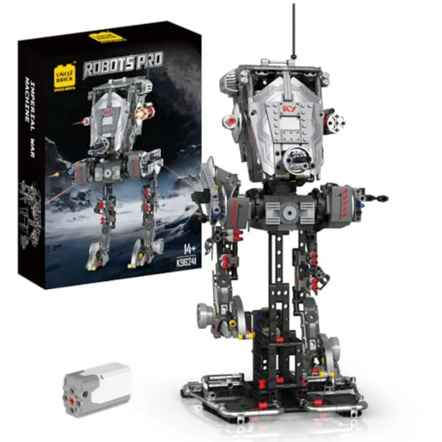 

Mechanical War Robots Building Blocks Sets for Interstellar War Theme, ABS Plastic, Gray and Red, Manual Rotation and Electric