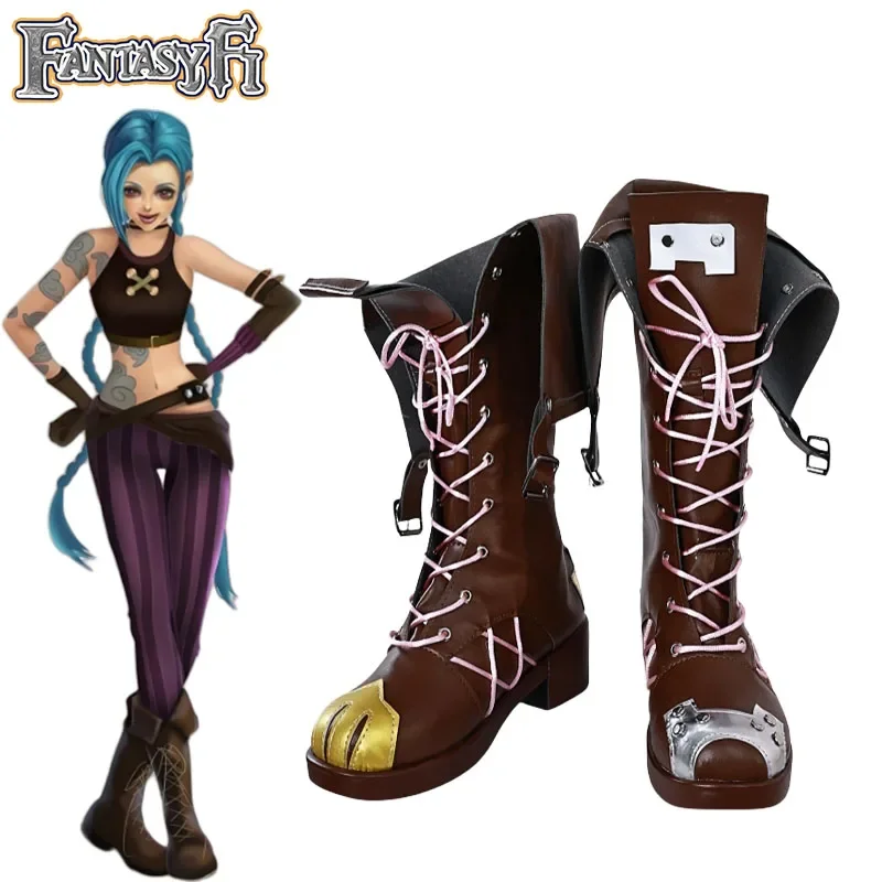 

LOL Jinx Game Cosplay Costume ShoesThe Loose Cannon Arcane Jinx Cosplay Outfits Blue Wig ShoesFor Halloween Carnival Party