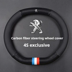34CM Leather Car Steering Wheel Cover for Peugeot 2008 3008 4008 2017 2018 2019 2020 2021 2022 2023 2024 2025 Auto Accessories