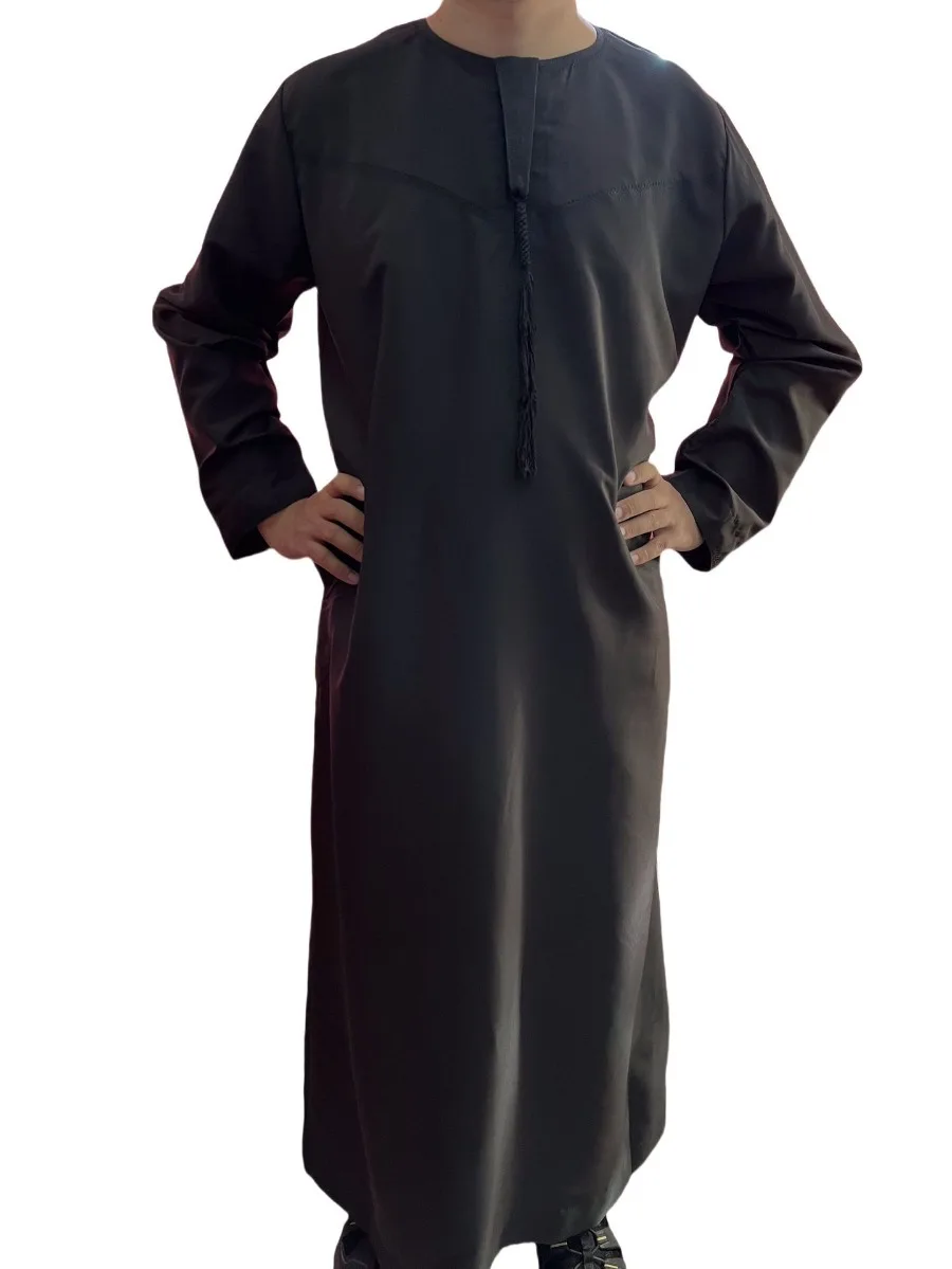 

2026 Muslim Fashion Abaya Men's Long Sleeve Robe Arabic Islamic Kaftan Simple Men Dress Ethnic Clothing Thobe for Husband Gifts