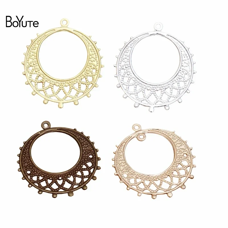 

BoYuTe (50 Pieces/Lot) 25MM Metal Brass Filigree Flower Pendant Charms for Jewelry Making Diy Accessories