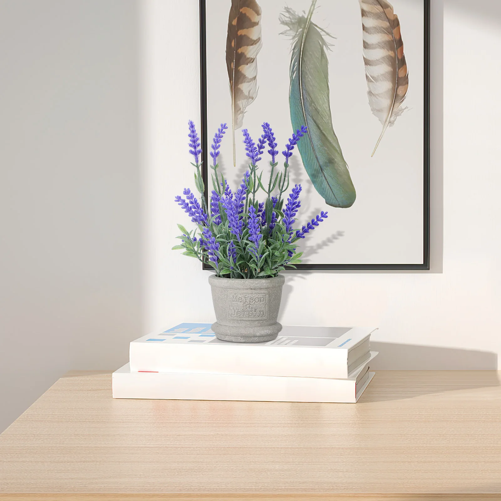 

Artificial Lavender Plant Potted Flowers Plastic Purple Faux Flower Arrangements for Home Office Decor Relaxation