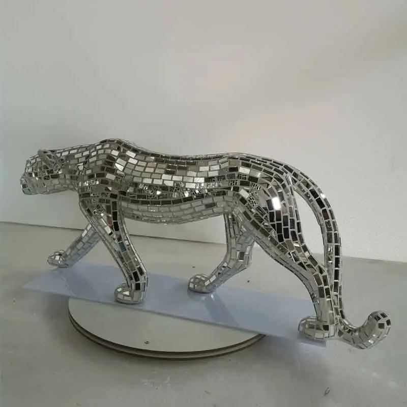 Nordic Room Decor,Leopard Sculpture Ornament,Animal Artwork Statues,Glitter Leopard Decor,Luxury Crafts,Creative Gift,Customized view 3