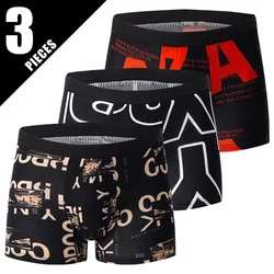 3 Pieces Men Boxers Sports Underwear Underpants Shorts 2XL 3XL 4XL Simple Line Breathable Fashion Sports Fitness