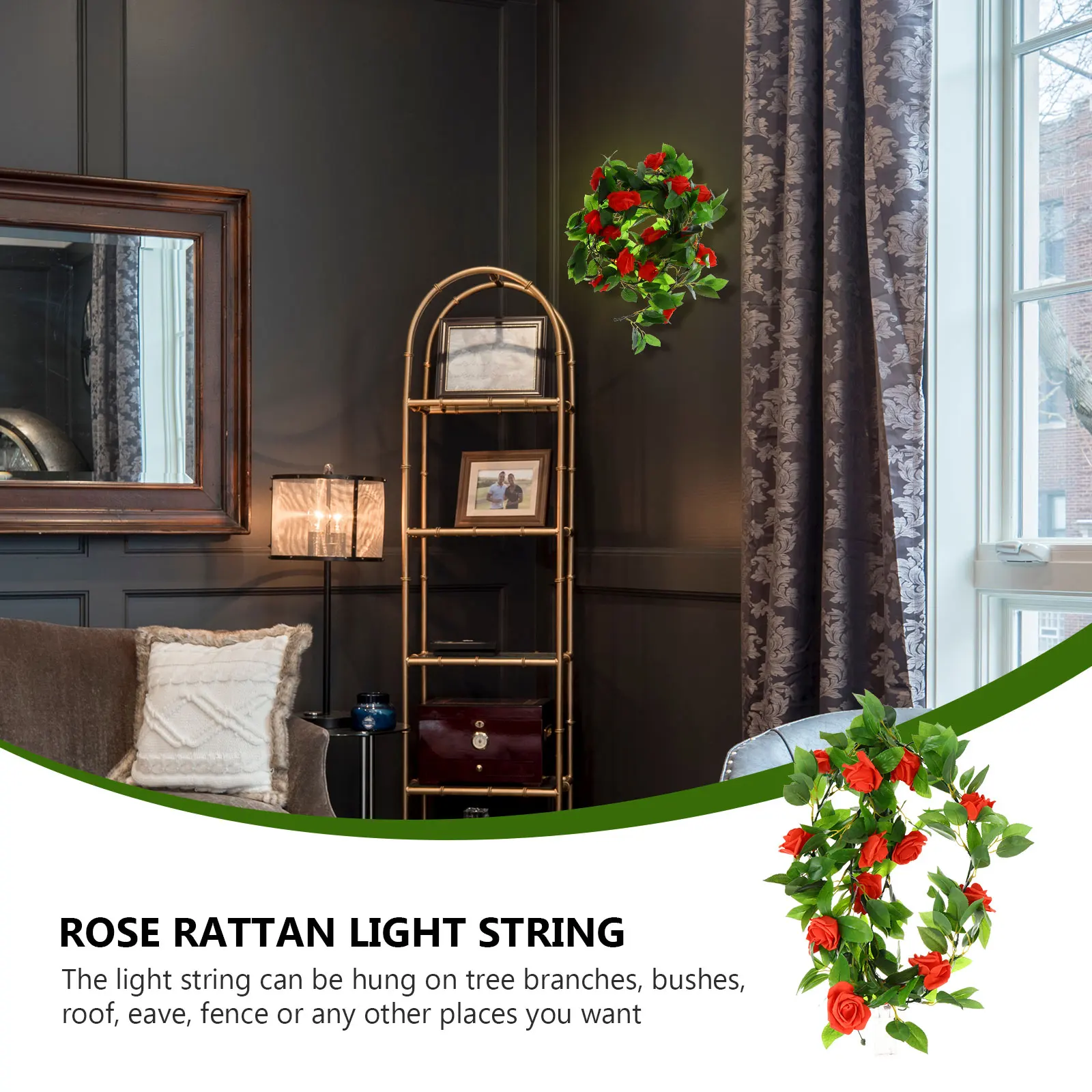 

Rose Rattan Light String Multi-purpose Holiday Lamp Beads Restaurant Decoration