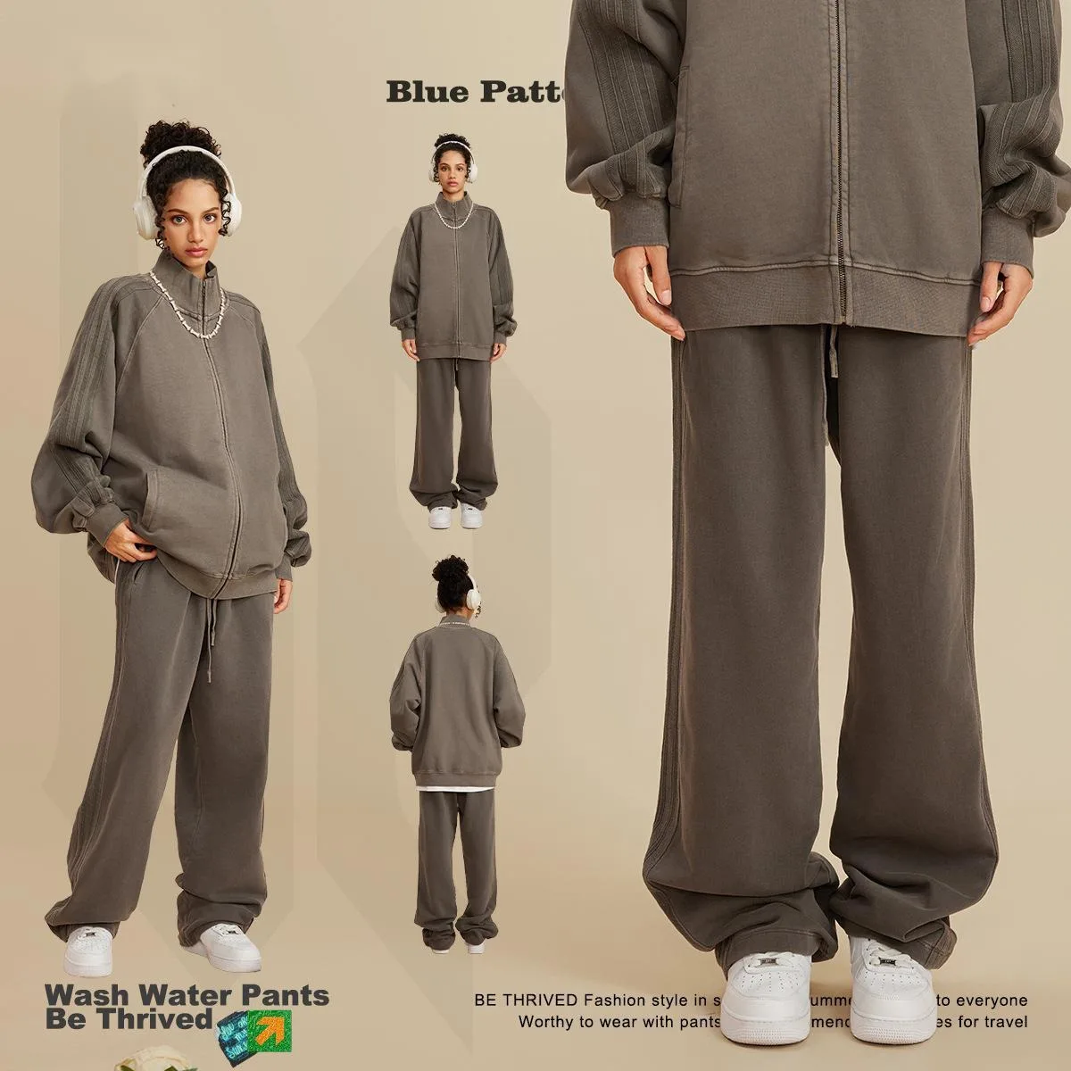 Men's Clothing 2025 Spring Autumn Washed Youth Long Pants American Casual Style Loose Straight Sports Drawstring Pants 3085