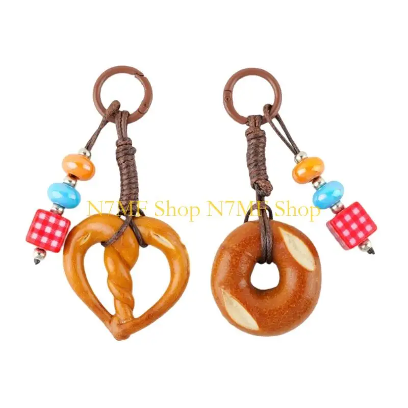 

N7MF Simulated 3D Heart Bread Design Coin Purse Decors Lightweight And Styllish Bag Pendant For Creative Gift Giving