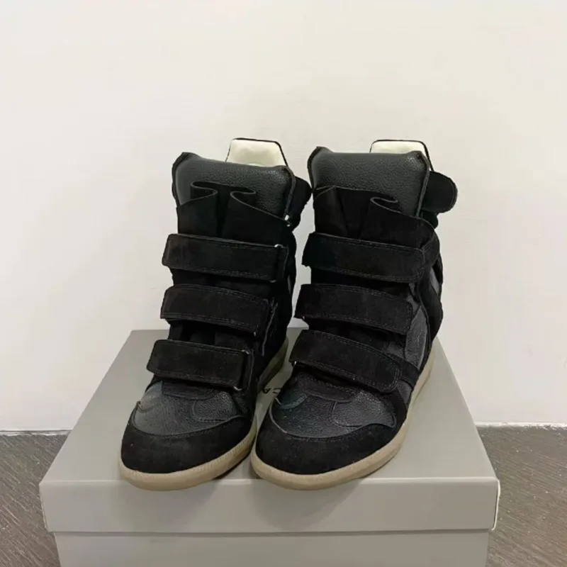 

Luxury Brands Women's High-top Color Matching Flat-soled Casual Shoes Velcro Sneakers Quality Women Boots 2026 Heightening Shoes