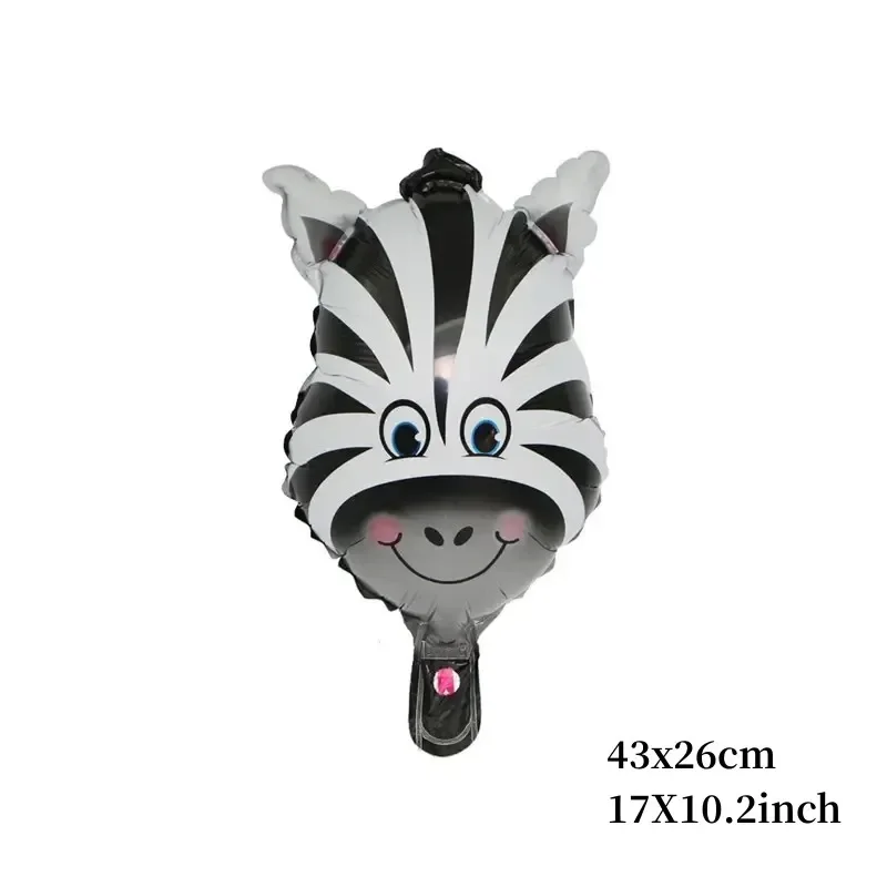 6 teile/satz 16 zoll Mini Tier Kopf Folienballon Wald Tiger Löwe Zebra Ballon JungleWild Tier Thema Geburtstag Party Dekoration – Detail 3