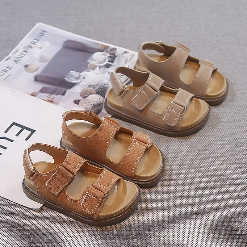 Summer Children British-Style Open-Toe Breathable Shoes Kids Beach Sandals Boys Girls Non-Slip Water Shoes Home Bathroom Slipper