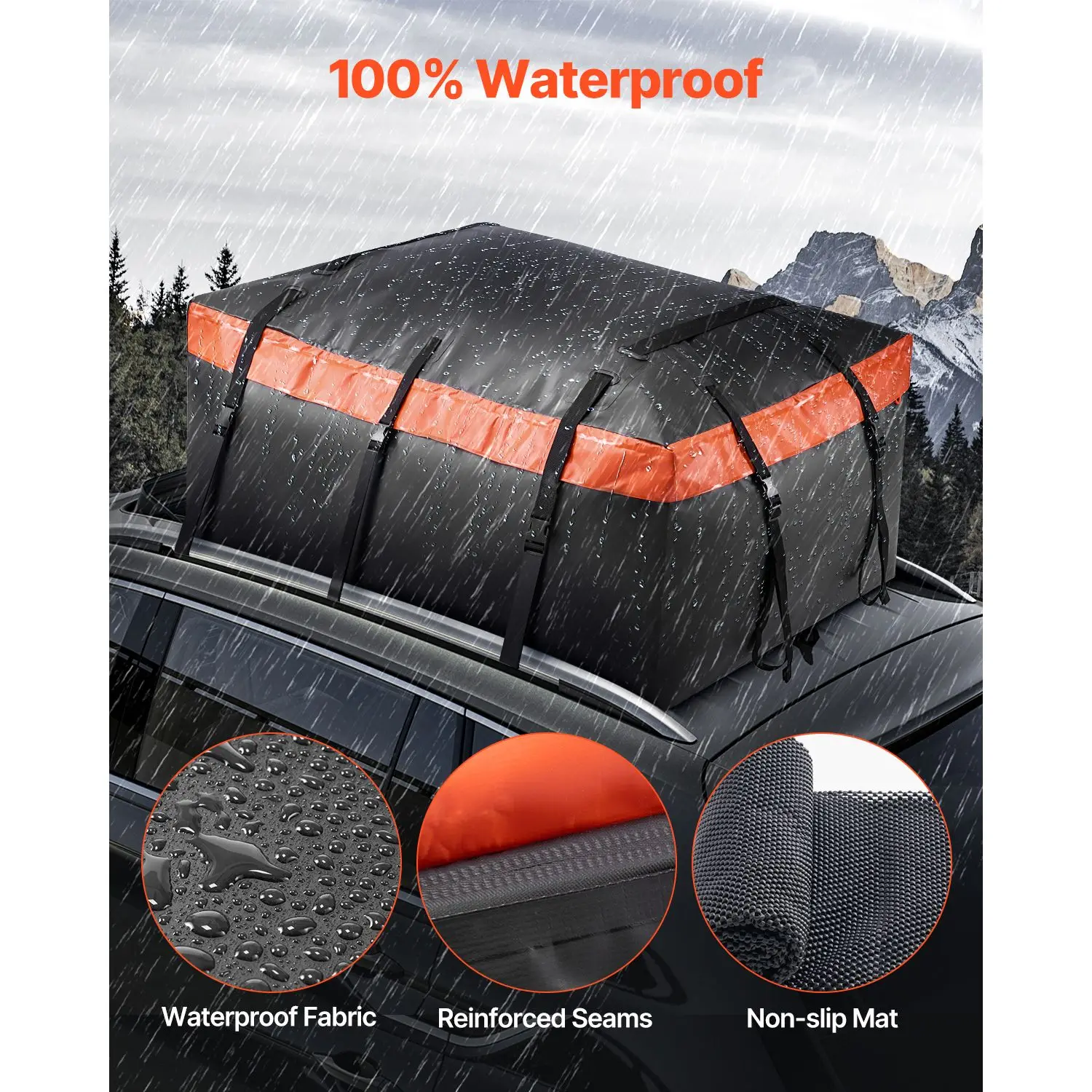 Car Rooftop Cargo Carrier Bag, 23 Cubic Feet Roof Cargo Carrier, Heavy Duty 840D PVC 100% Waterproof Car Roof Luggage Bag for Al