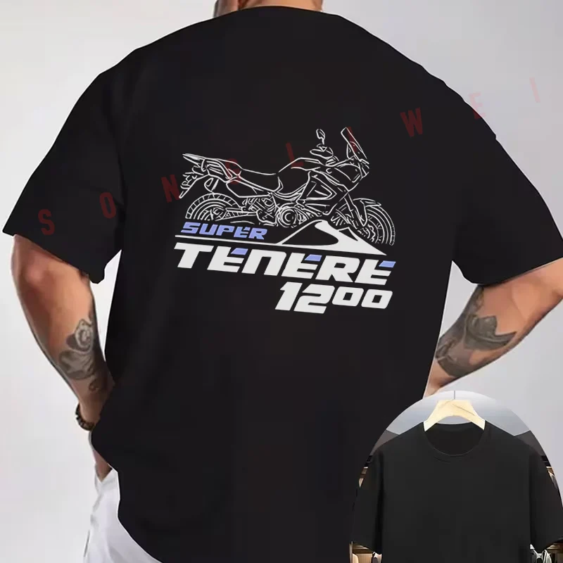 SUPER TENERE 1200 Motorcycle T-Shirt back Print Men's Short sleeve O-neck Summer Casual Fashion Tops Tee