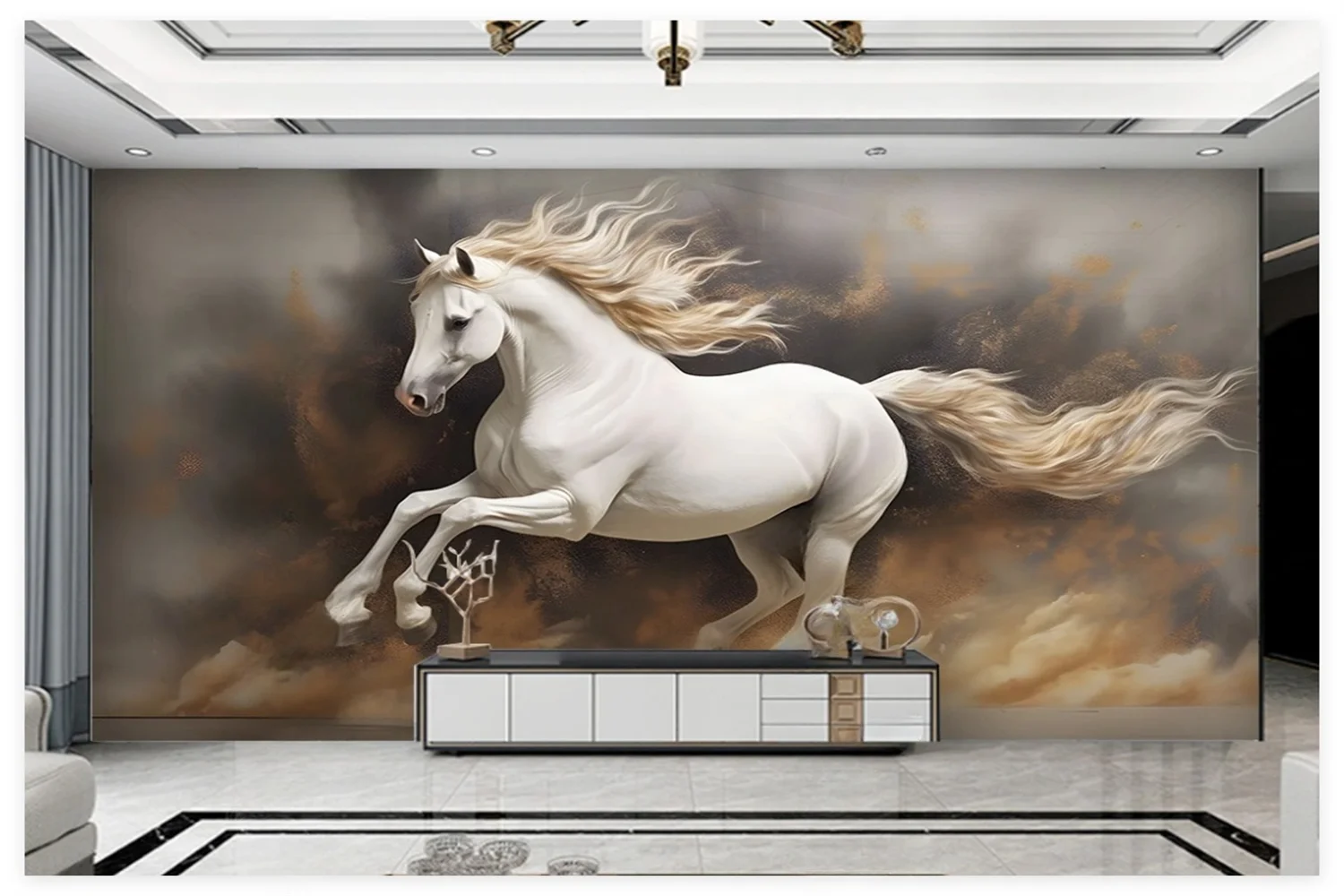 Custom wallpaper simple light luxury jumping horse TV background wall living room sofa 3d wallpaper home decoration murals photo