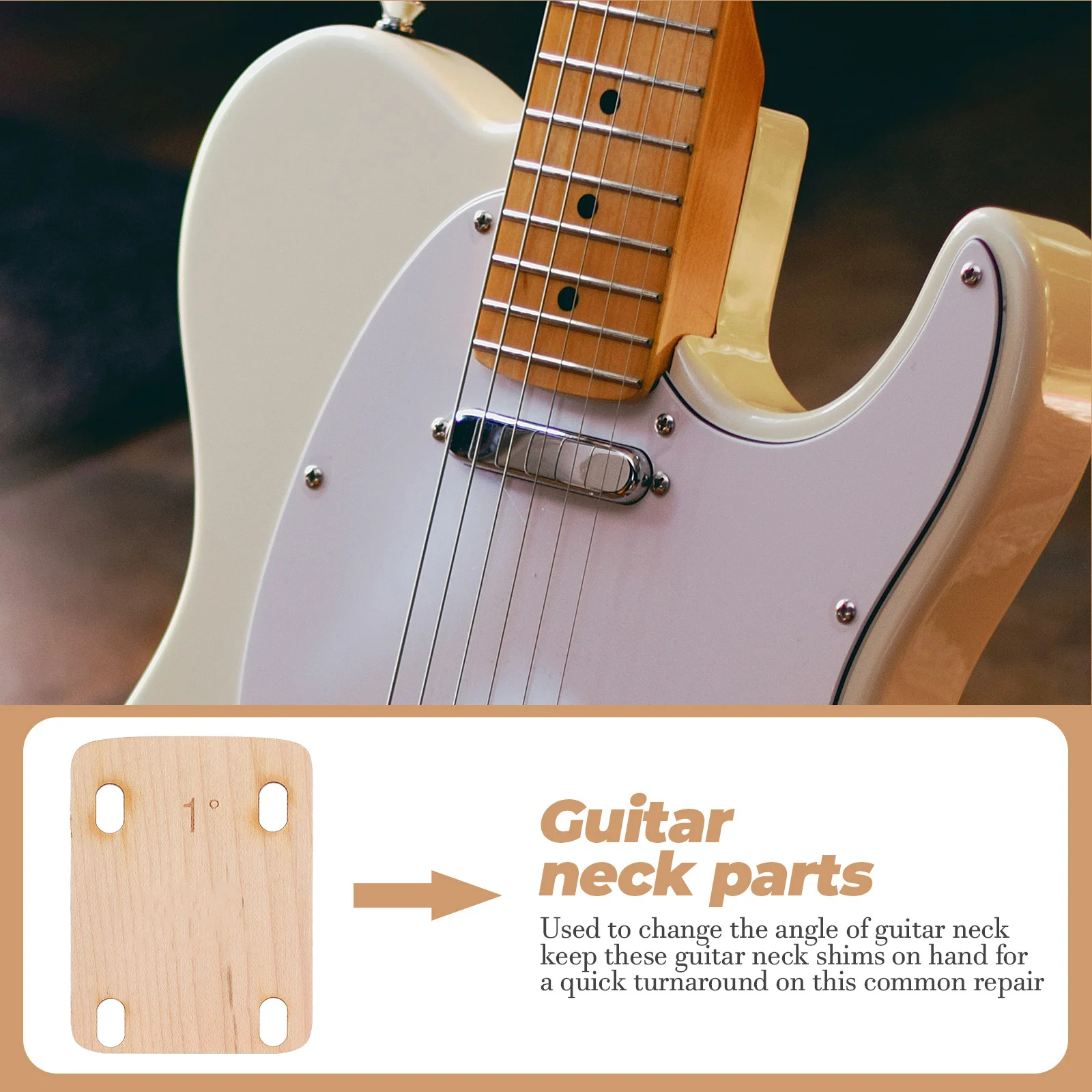 3pcs 1° Gasket Bass Repair Bass Guitar Shims Wooden Neck Shims Replacement Durable Wood Neck Spacer Guitar Accessories