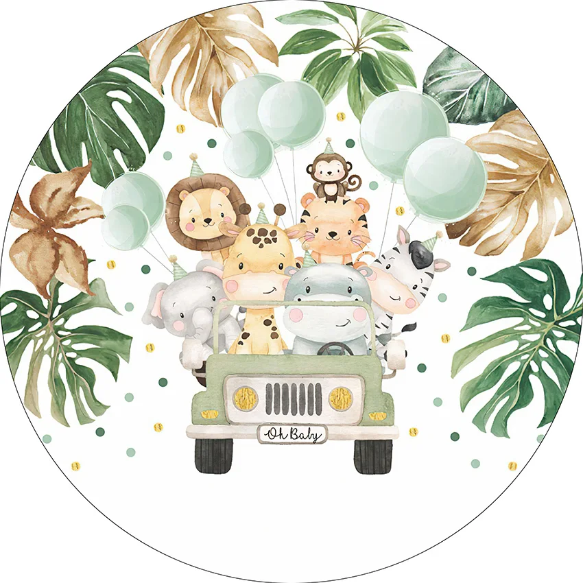 Safari Oh Baby Shower Backdrop Forest Jungle Wild Animals Decor Photography Background Balloons Baptism Banner Photoshoot Props