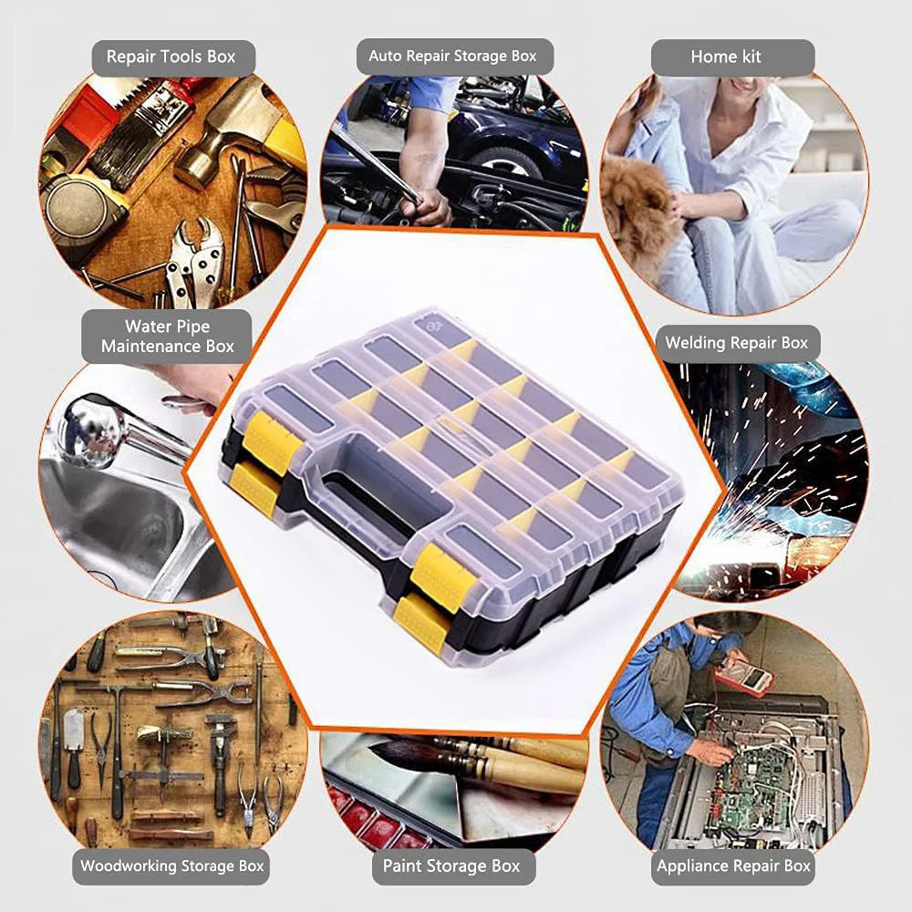 Double-sided Carrying Toolbox Organizer Multipurpose Screw Storage Classifier Parts Plastic Drawer Tools Workshop Storage Boxes