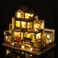 New Diy Wooden Doll House Kit Miniature With Furniture Led Light Casa Large Chinese Style Villa Dollhouse Toys For Grown-up Gift