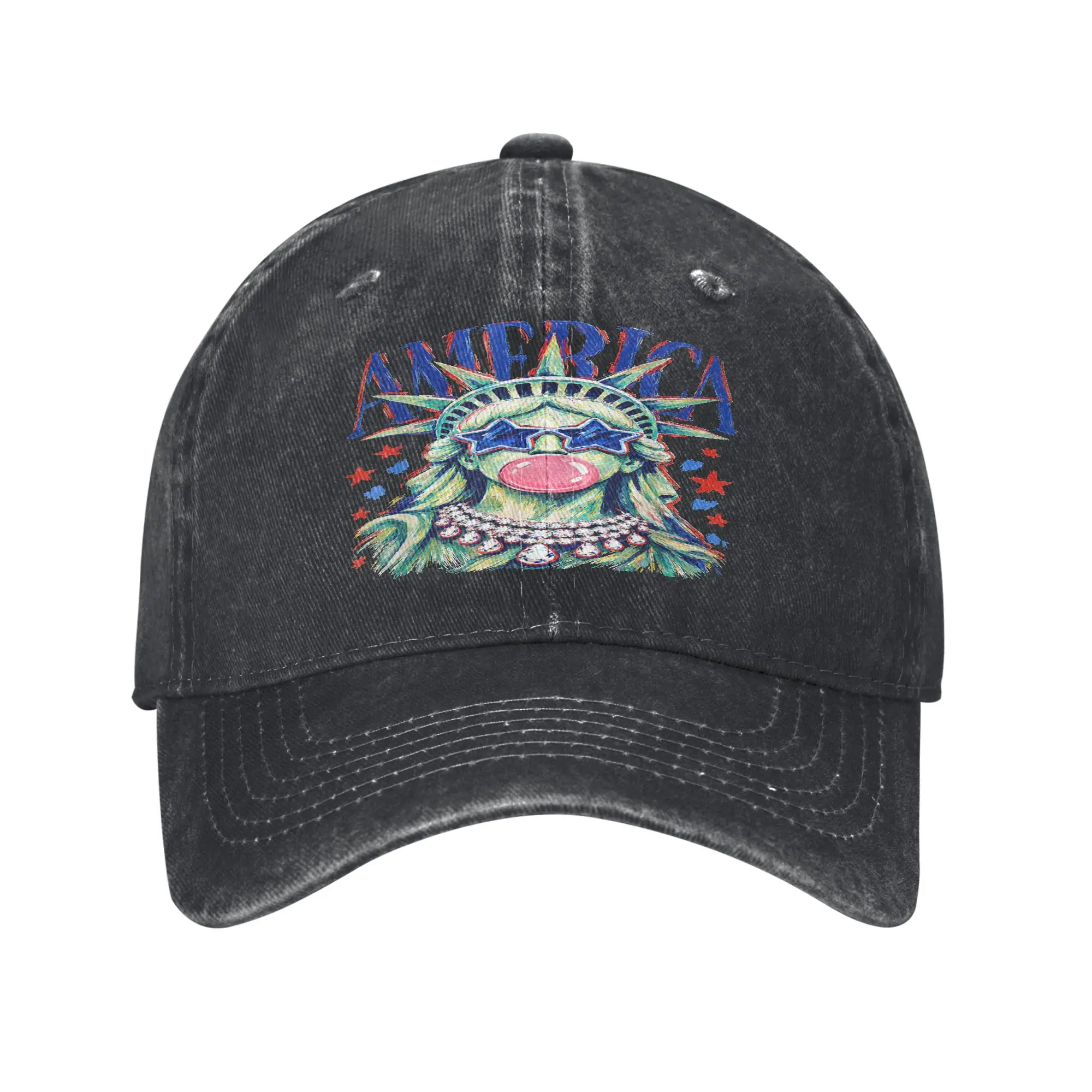 Statue Liberty Blowing Bubble Preppy Brushstroke USA Cap  Leisure Baseball Cap Hats Visor Protection Snapback Cotton tops gorras
