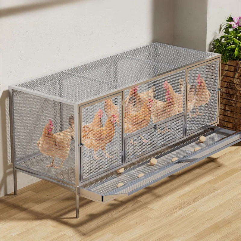 

Metal Chicken Cage with Egg Trough Large Outdoor Hens Breeding Cages Household Indoor Balcony Chick Cock Coop Poultry House