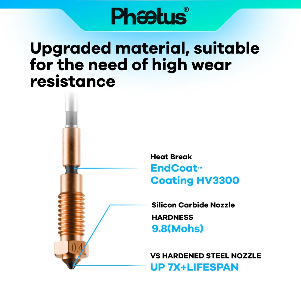 Phaetus Upgrade Sic Nozzle For Prusa MK4 MK4S XL MK3.9 MK3.9S Silicon Carbide Nozzle Durable Upgraded For Prusa MK Service