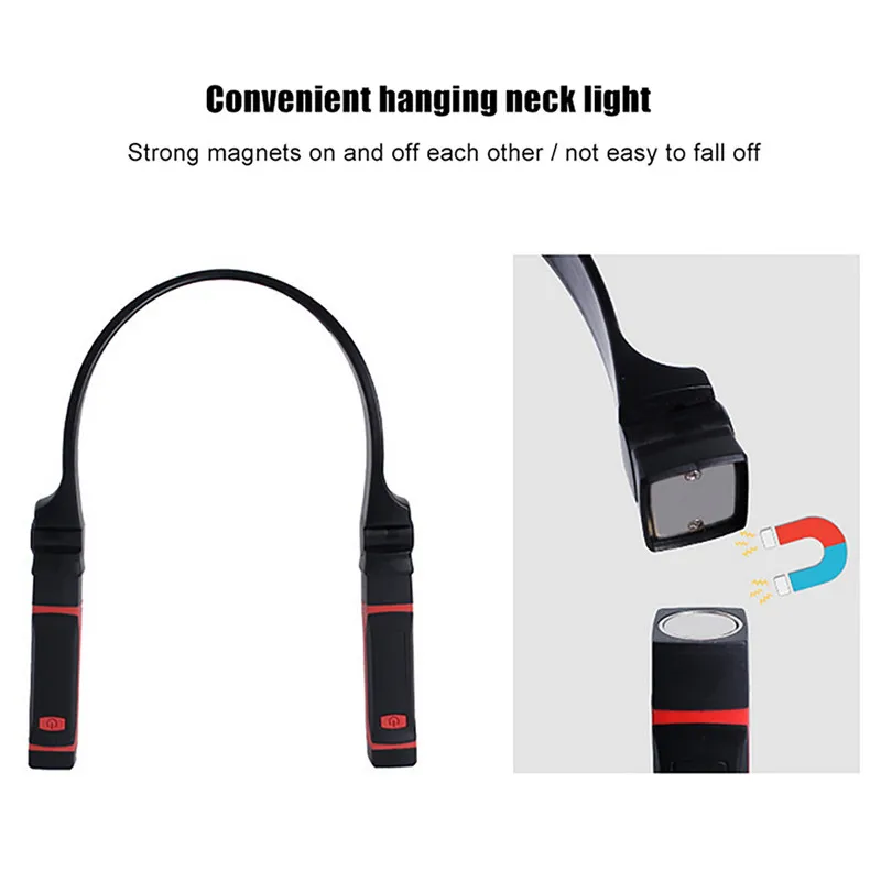 Flexible mains libres LED cou lumière livre lampe de lecture nuit Camping lumière lampe de poche AA/USB charge LED cou lampe de lecture