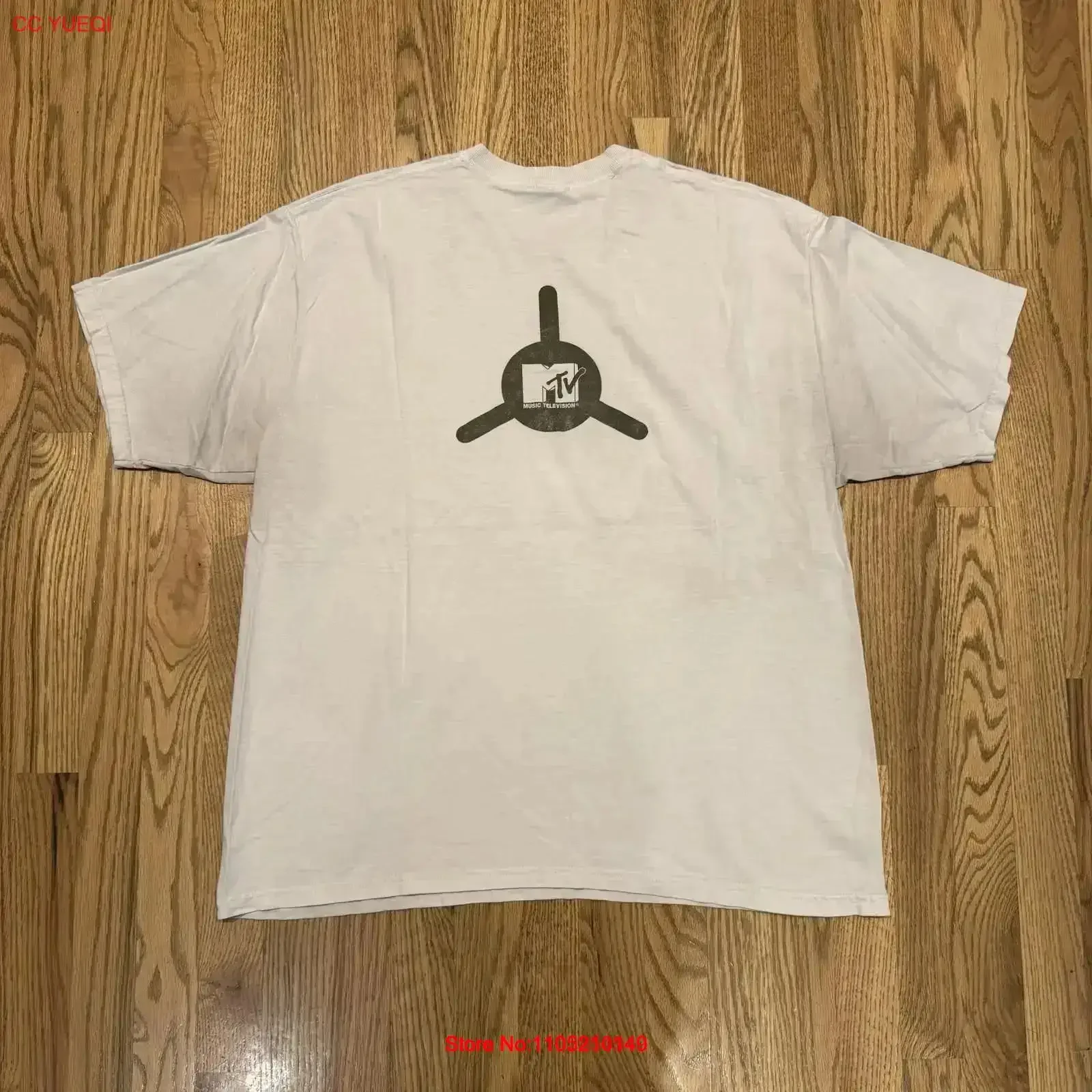 

Винтажная футболка с логотипом MTV подходит для большого размера, как потертость, музыка Vtg, стираная, дышащая, стильная, повседневная, винтажная, стираная