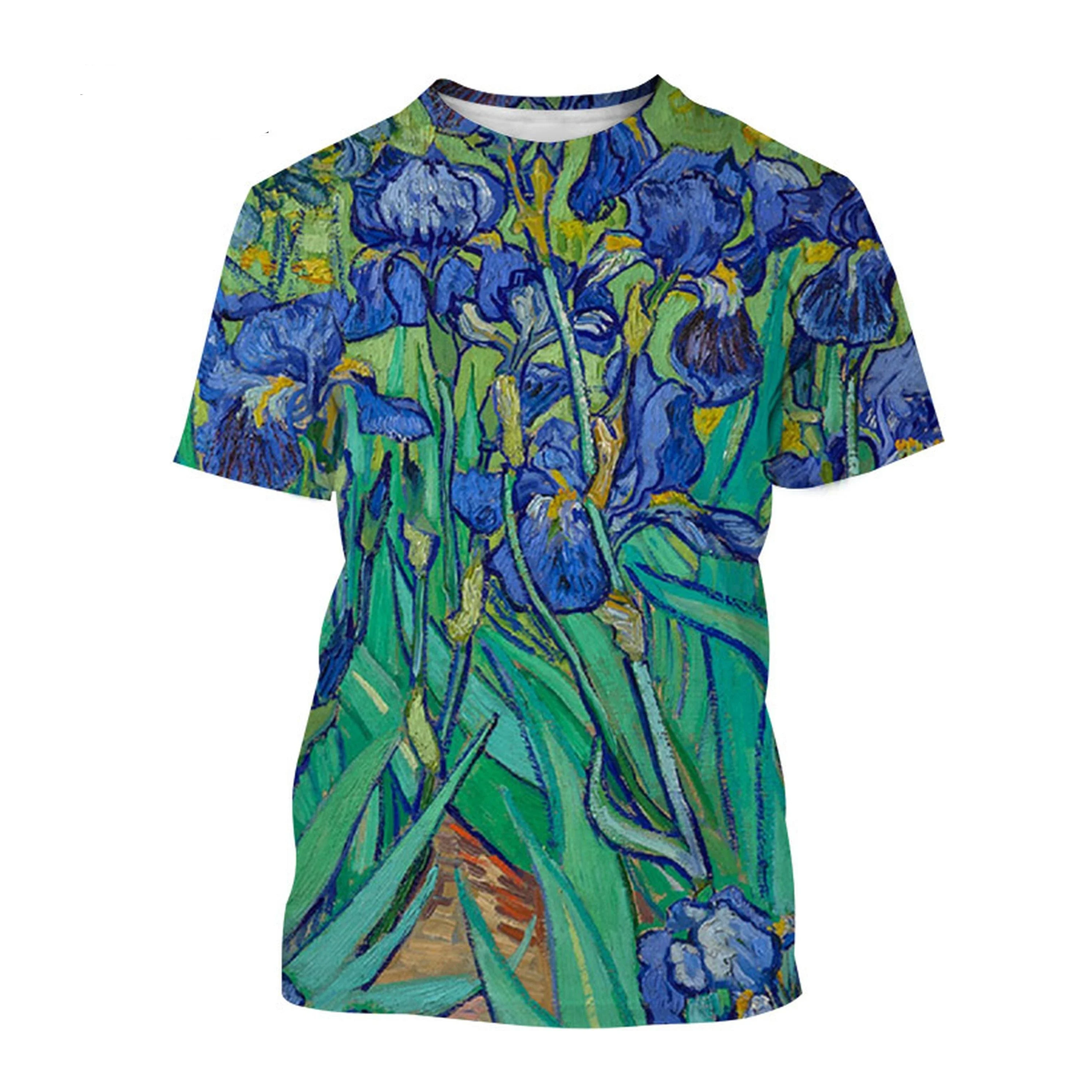 Vincent Van Gogh Oil Painting Replica 3D Harajuku Printed Men\'s And Women\'s Artistic Round Neck Short Sleeved Fashionable Tees