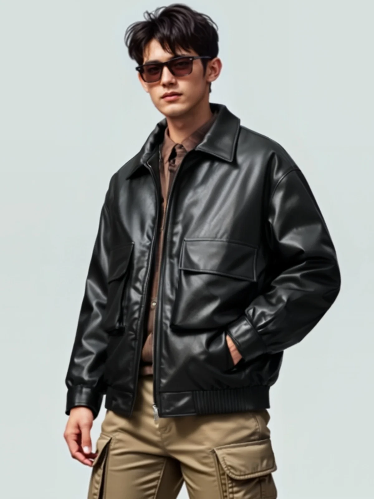 

Мужское джато из искусственной кожи в американском стиле ретро, хлопковое пальто Thiened для папы, осенне-зимняя уличная модная верхняя одежда