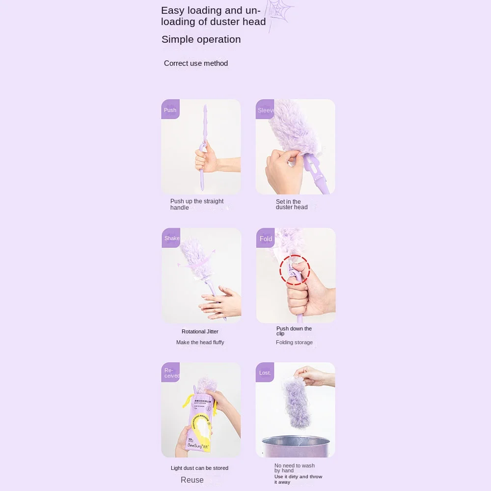 Double Sided 360 ° Electrostatic Precipitator Strong Adhesion Replace Heads Cleaning Brush Anti-static Disposable