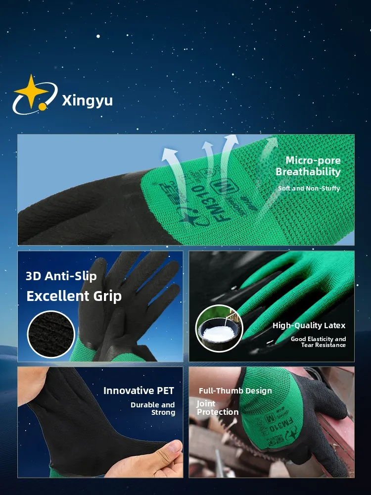 

XingYu Labor Protection Gloves Thiened Rubber Slip Resistant Wear Resistant for Labor Work Outdoor Home Decoration Gardening