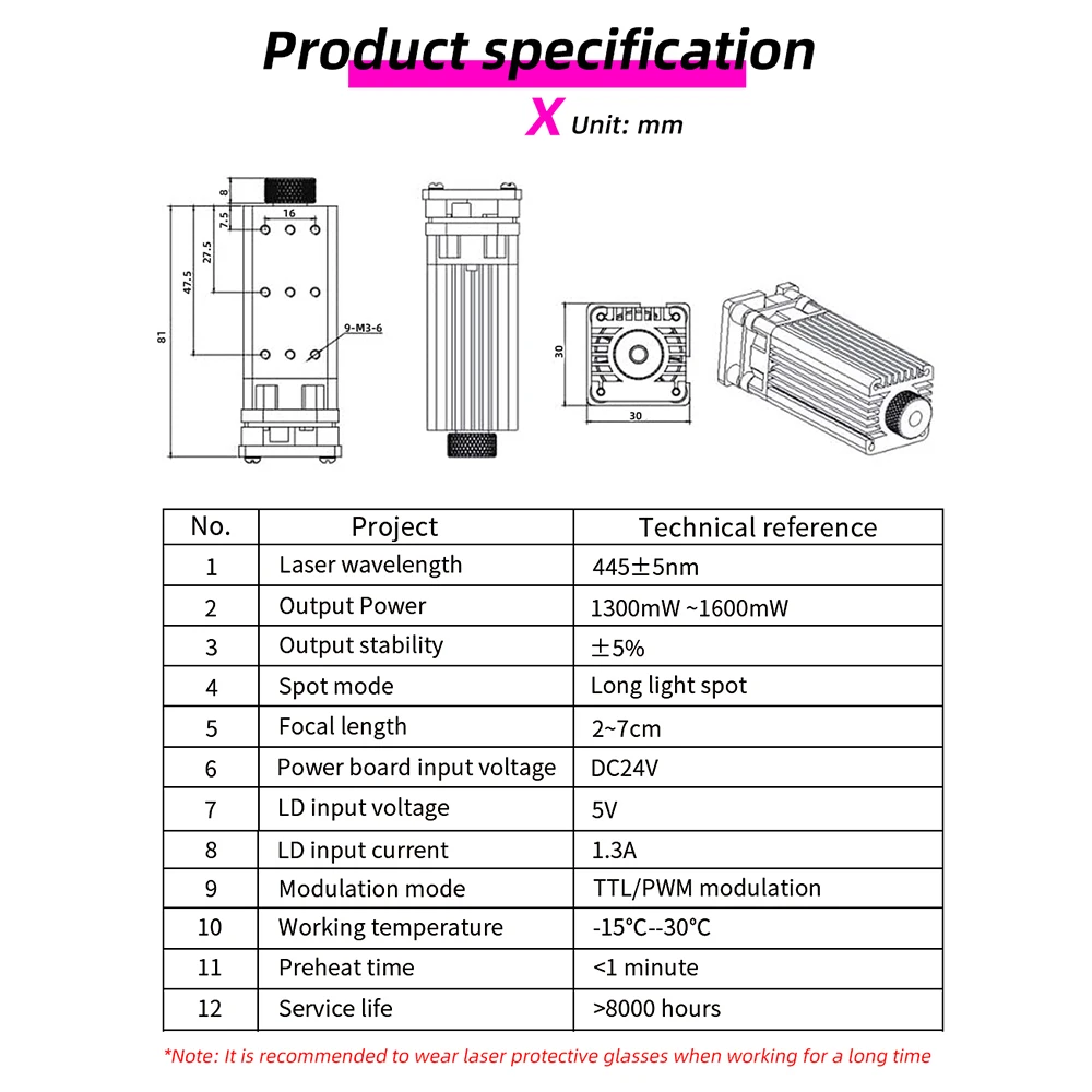 24V 450nm Laser Engraving Head For KP3S PRO KP5L Ender 3 Ender 5 CR10 ANYCUBIC FDM 3D Printer Laser Engraving Print Head DIY kit