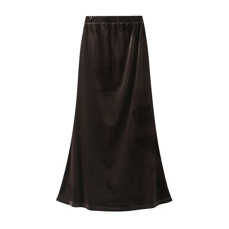 

2024 Purchase high-end black velvet fishtail skirt for women with autumn French temperament, high waist slimming and long skirt