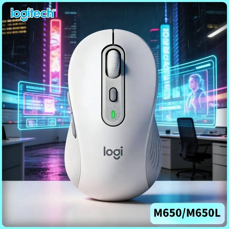 Logitech M650/M650L Wireless Ergonomic Mouse - Dual Connectivity, Rubber Grips, 90% Reduced Click Noise, 24-Month Battery